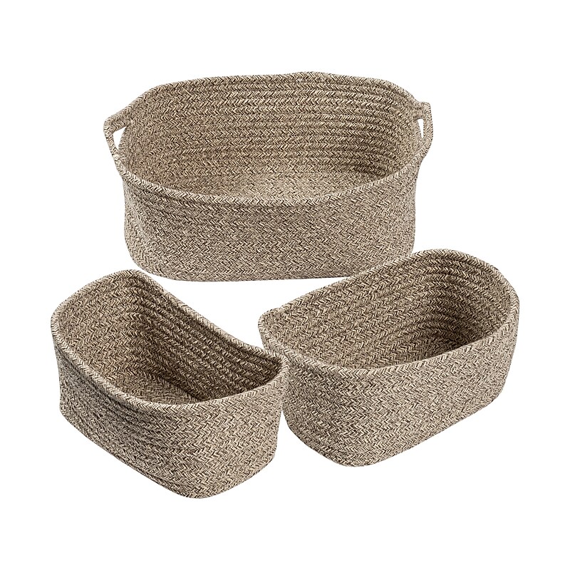 Honey-Can-Do Cotton Nesting Baskets with Handles, Champagne, 3/Set (STO-08462) image 1