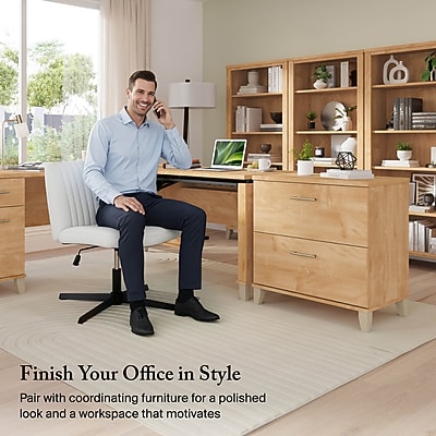 Bush Home Somerset L Shaped Desk with Hutch - Thumbnail 2