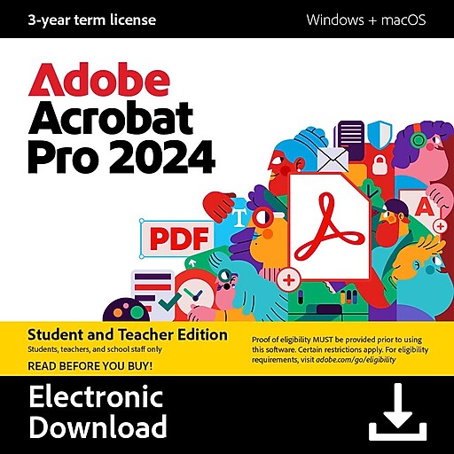 Adobe Acrobat Pro 2024 Student and Teacher Edition for 1 User