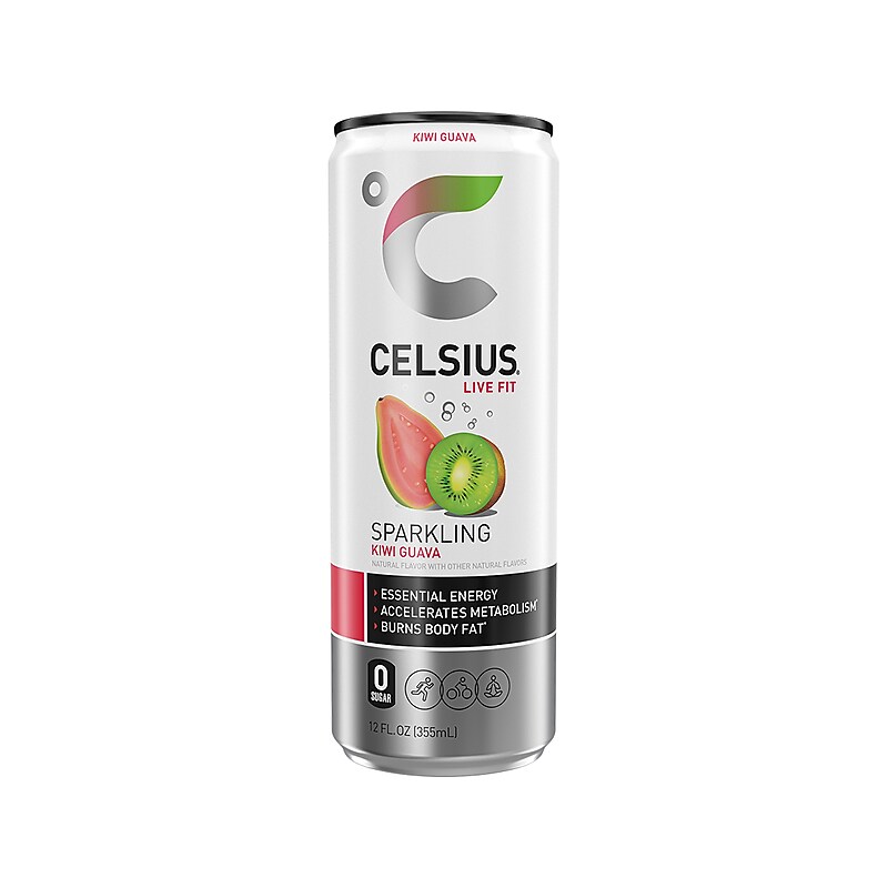 Celsius Sugar-Free Kiwi Guava Sparkling Energy Drink, 12 fl. oz., 12 Cans/Carton (01013) image 1