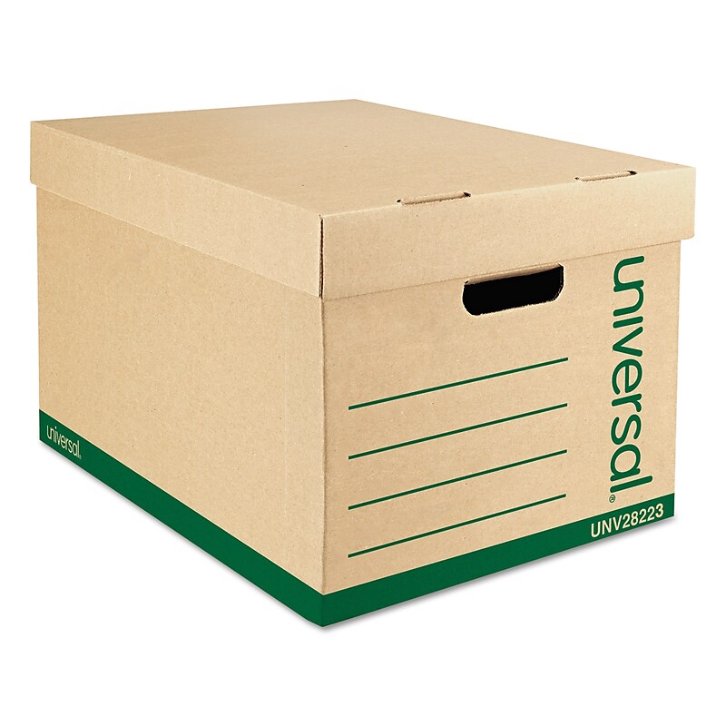 Universal Recycled Record Storage Boxes, Letter/Legal, Kraft, Stacking Strength 510 lbs., 10"H x 12"W x 15"D, 12/Ct image 1