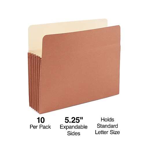 Staples® Reinforced File Pocket, 5.25" Expansion, Letter Size, Brown