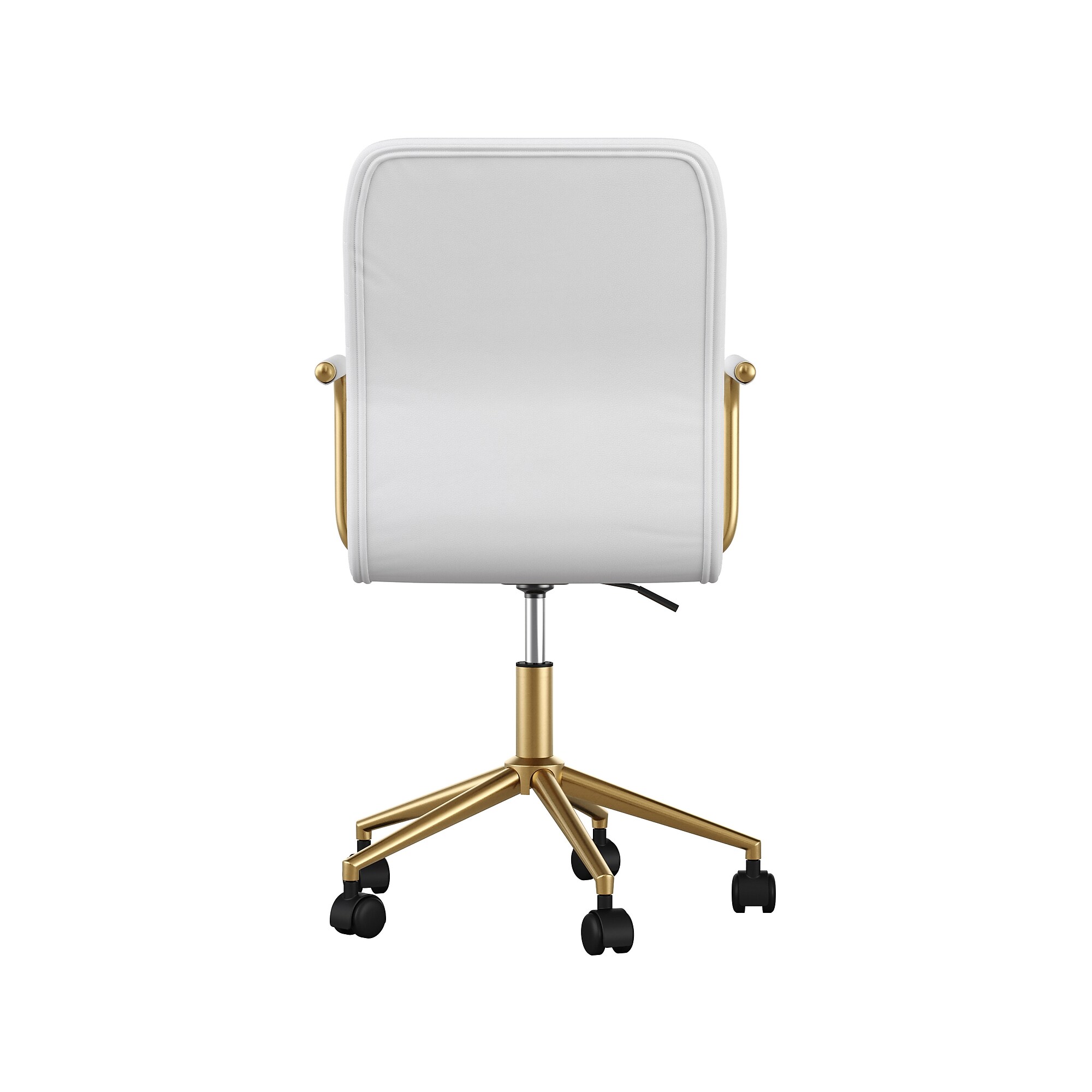 Martha Stewart Taytum Faux Leather Swivel Office Chair, White (CH142370WHGLD) Sansujyuku sansujyuku.com