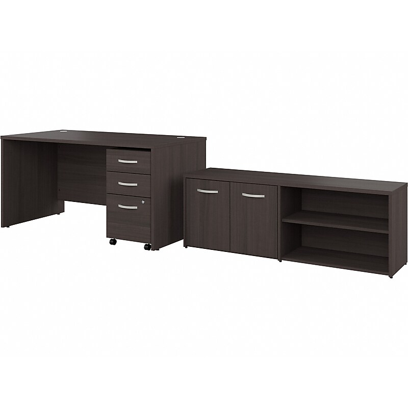 Bush Business Furniture Studio C 60"W Office Desk with Storage Return and Mobile File Cabinet, Storm Gray (STC042SGSU) image 1