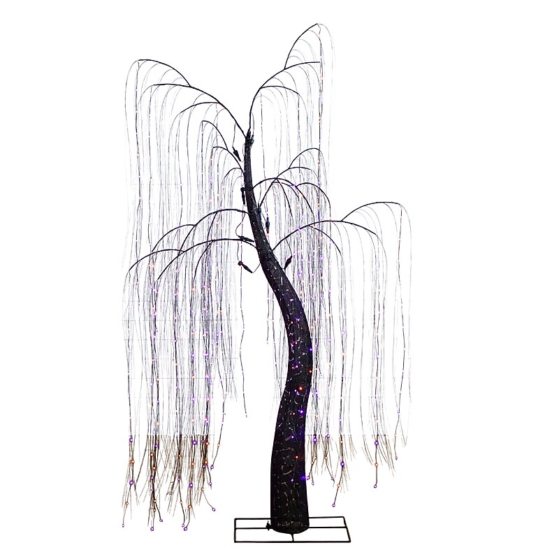 Nearly Natural Pre-Lit Artificial Halloween Black Willow Tree, 7' (T5206) image 1