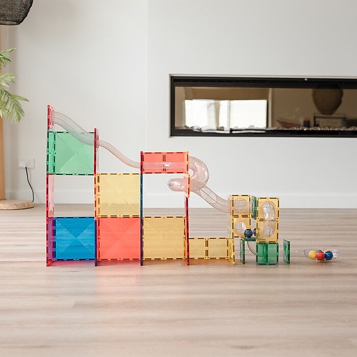 Connetix Magnetic Tiles Rainbow Ball Run Expansion Pack, 66 Pieces