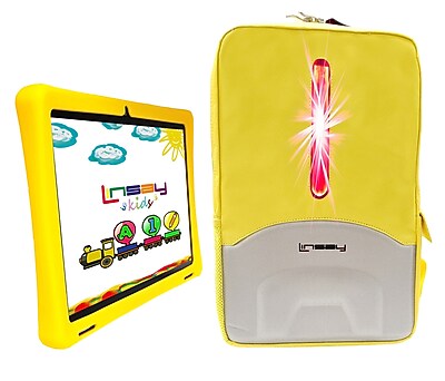 Linsay Octa Core 10.1″ Tablet, 128GB Storage, Android 15, Bundled with Yellow Kids Case, Earphones, LED Backpack Sansujyuku sansujyuku.com
