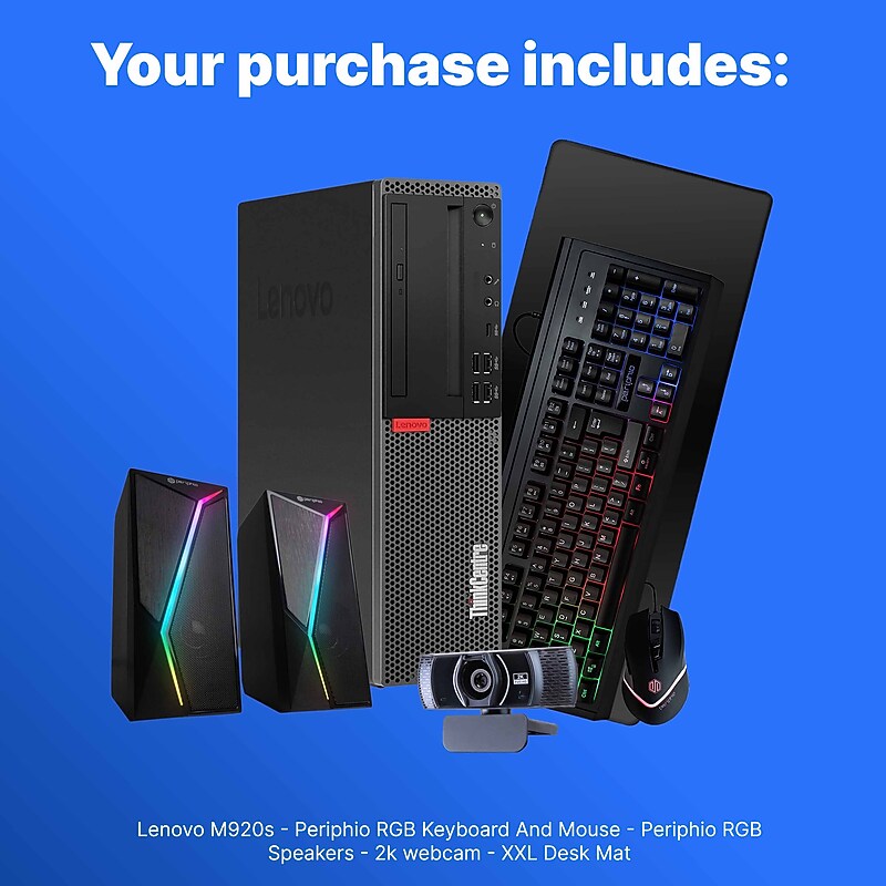 Lenovo ThinkCentre Refurbished Desktop Computer, Intel Core i5-8500T, 16GB RAM, 500GB SSD, Windows 11 Pro, Speaker + Webcam image 1