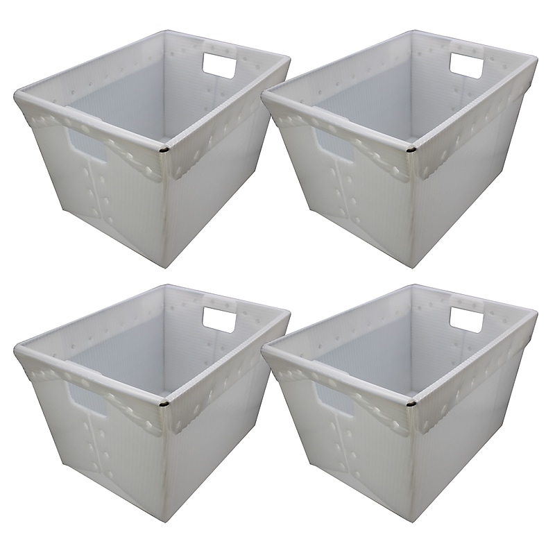 Flipside 44 Qt. Storage Tote, Translucent White, 4/Pack (40102) image 1