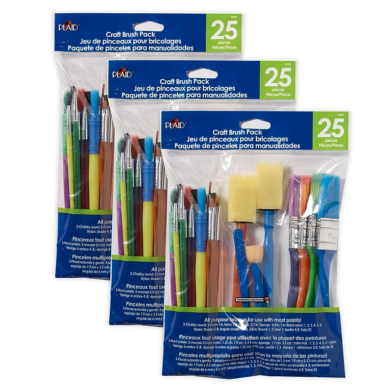 Plaid Craft Variety Brush Set, 25/Pack, 3 Packs/Bundle (PDE44249-3) image 1