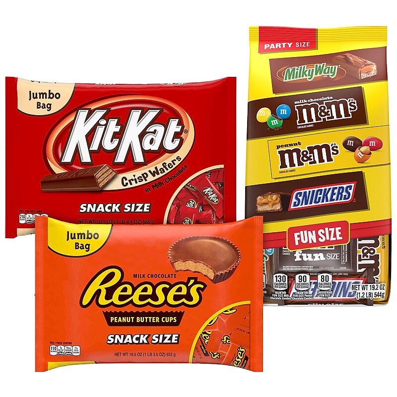 Hershey's Snack-Size Assorted Chocolate Party Variety Bags, 58.8 oz, 3/Pack (600-04179) image 1