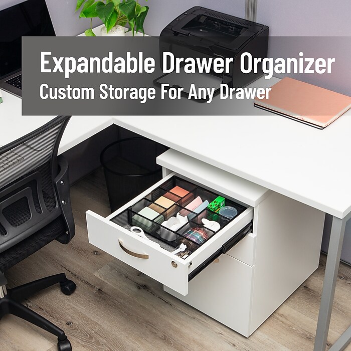 Mind Reader Expandable 10-Compartment Metal Drawer Organizer