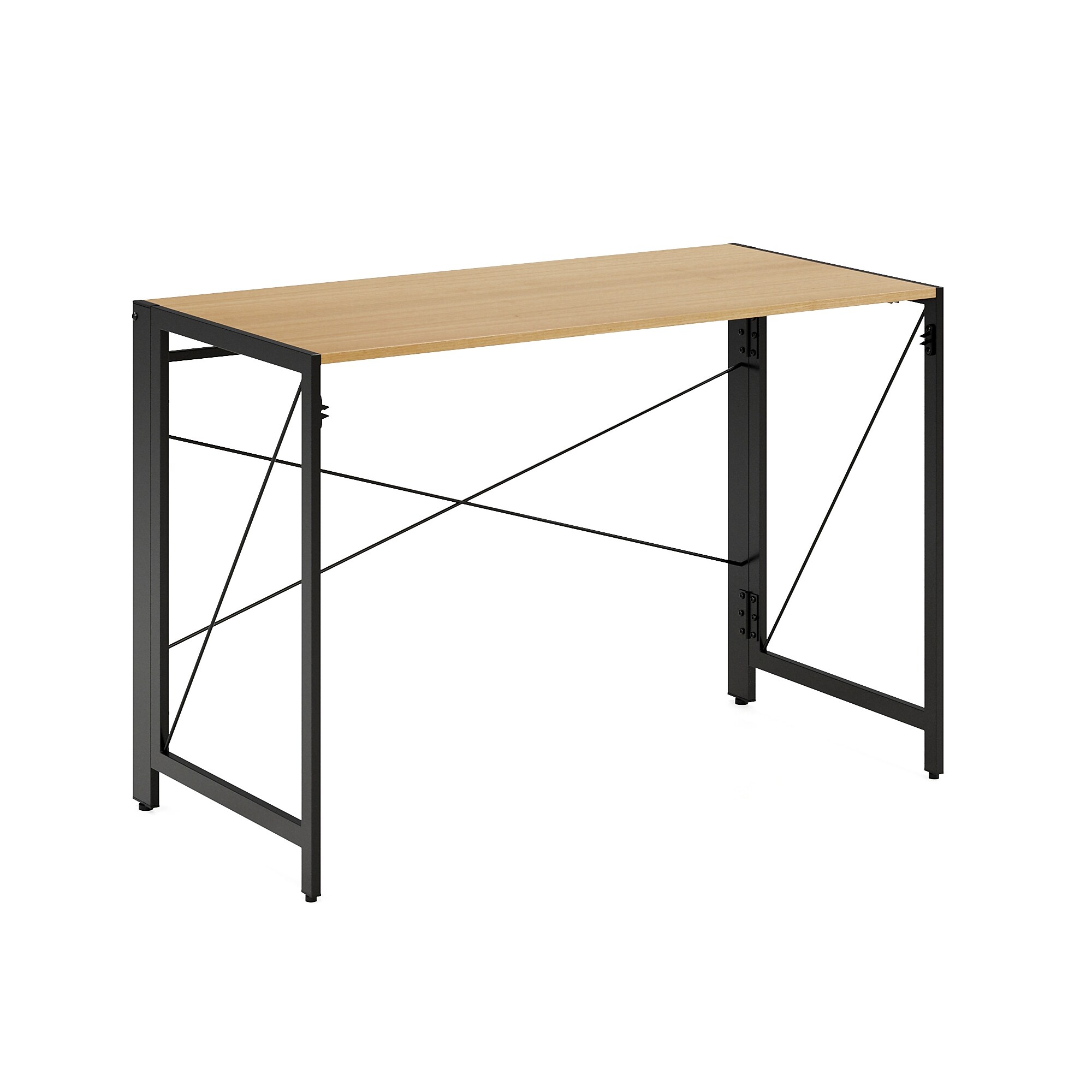 Space Solutions 43″W Folding Home Office Desk, Black/Teak (24969) Sansujyuku sansujyuku.com
