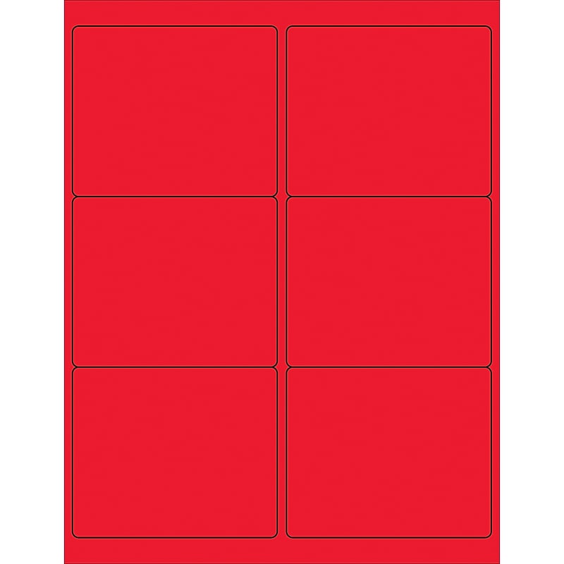 Tape Logic Rectangle Laser Labels, 4" x 3 1/3", Fluorescent Red, 600/Case (LL180RD) image 1