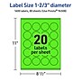 Avery Circle Multipurpose Labels, 1-2/3" Dia., Neon Green, 1600/Box (94508)~#|#~4673536B-315E-4ADA-AFE0144C4C6BAA96_sc7