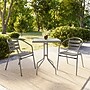 Flash Furniture Lila Glass Top Metal Table with 2 Stack Chairs, 23.75'' Square Silver (TH0731SQ017CBK2)~#|#~467C5F8F-00DB-4A13-B5B154DCEDF2B322_sc7