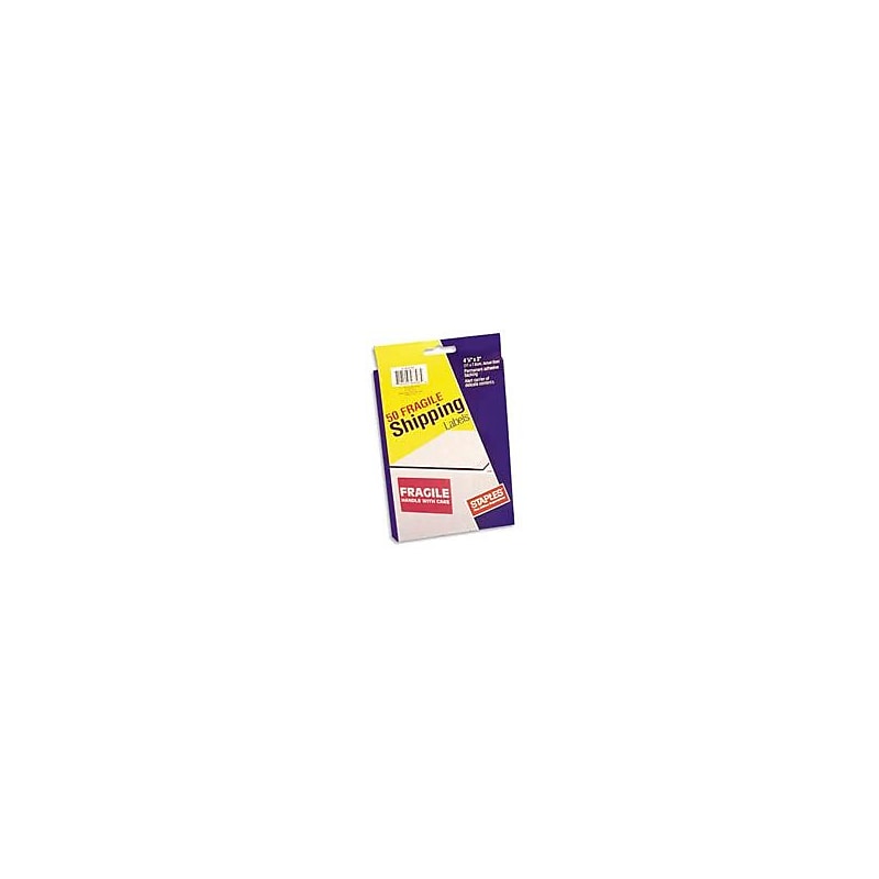 Staples "Fragile - Handle with Care" Labels, 4 1/4" x 2 15/16" (468082) image 1