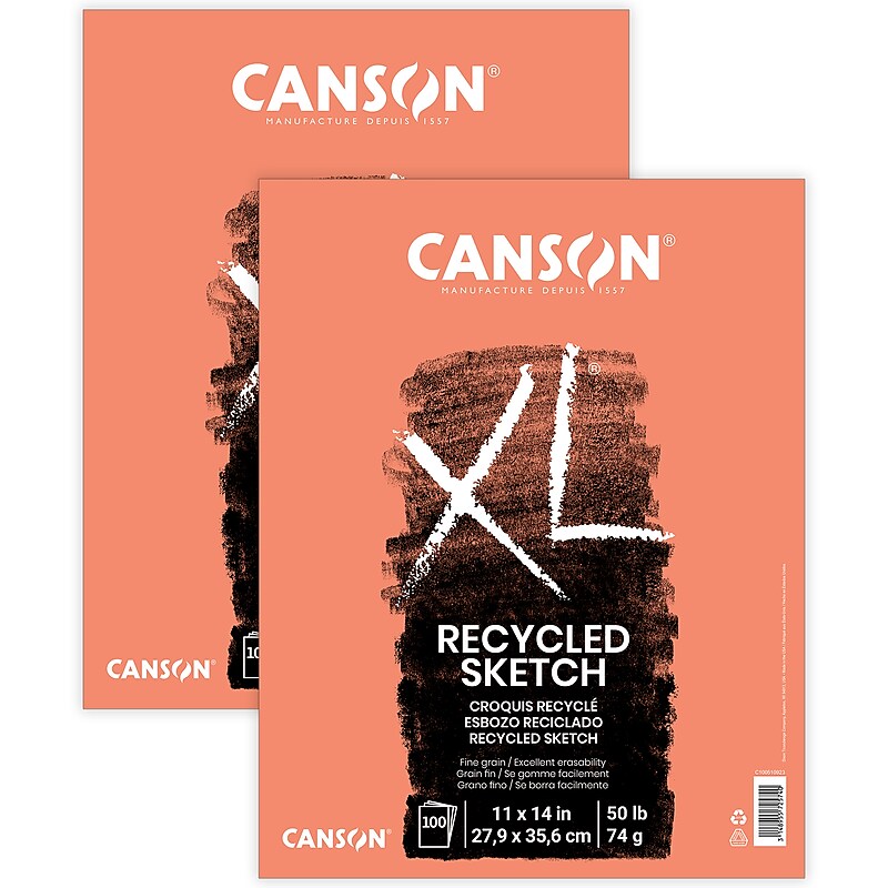 Canson XL Series 11" x 14" Sketch Pad, 100 Sheets/Pad, 2/Bundle (MCXC100510923-2) image 1