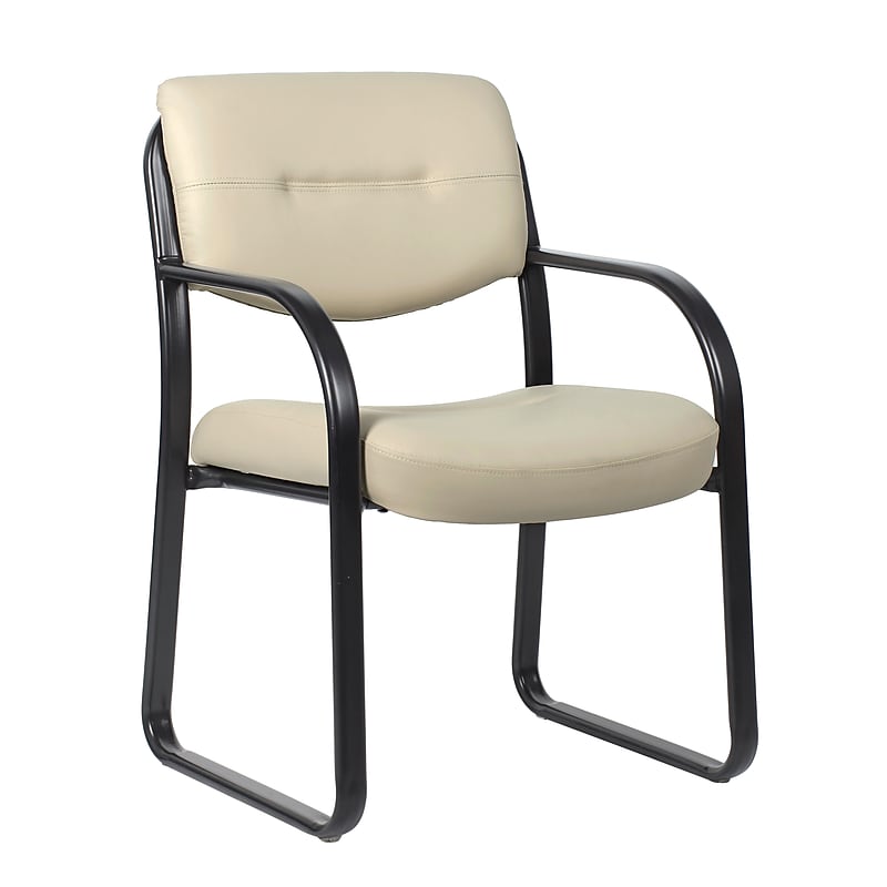 Boss LeatherPlus Guest Chair with Sled Base, Beige (B9529-BG) image 1