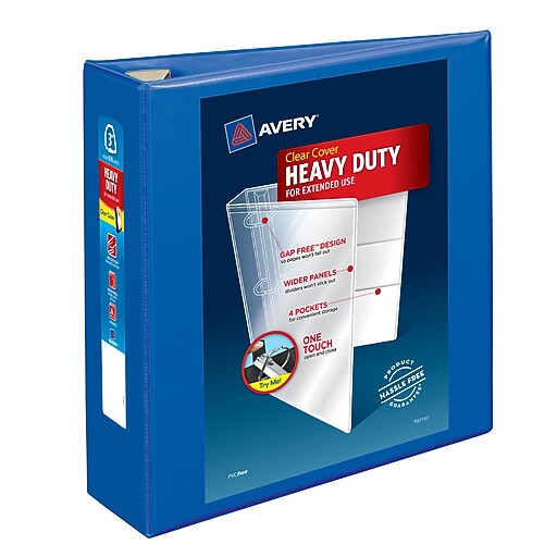 Avery Heavy Duty 3" 3Ring View Binders, One Touch EZD Ring, Pacific