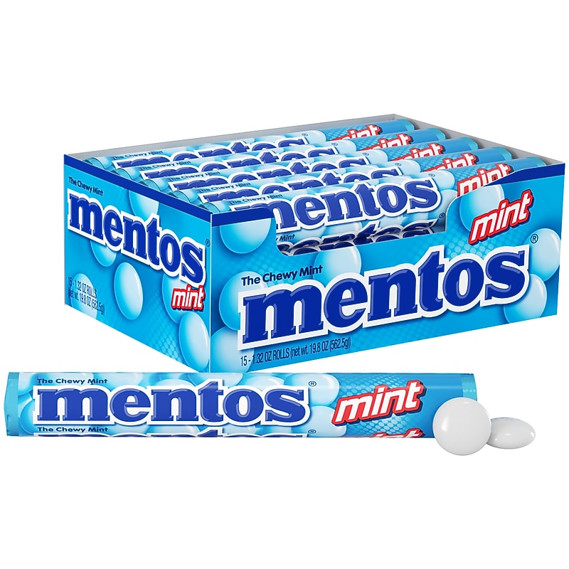 Mentos Mint Chewy Tablets, 15 Packs/Box (4180) image 1
