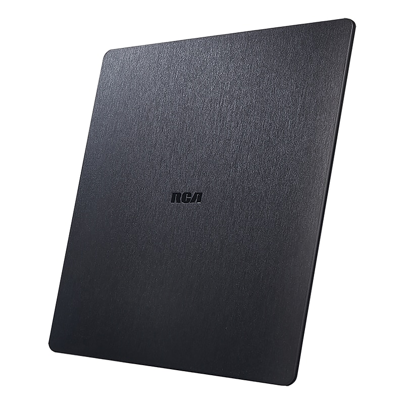 RCA Amplified Indoor Flat HDTV Multi-Directional 65-Mile Range Antenna, Black (ANT1660E) image 1
