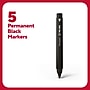 TRU RED™ Pen Permanent Markers, Fine Tip, Black, 5/Pack (TR54524)~#|#~469E458E-70EF-45D9-ACCF9F0A47A07E98_sc7