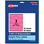 Avery Cigar Laser/Inkjet Multipurpose Labels, 2-3/8" x 8", Bright Pink (60/Pack)~#|#~46A31A19-F6F2-4803-A665B0D229E91E67_sc7