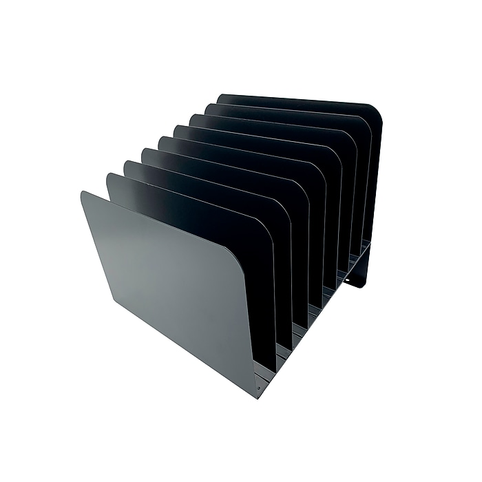 Huron Vertical 8-Compartment Steel Desk Organizer, Black (HASZ0156