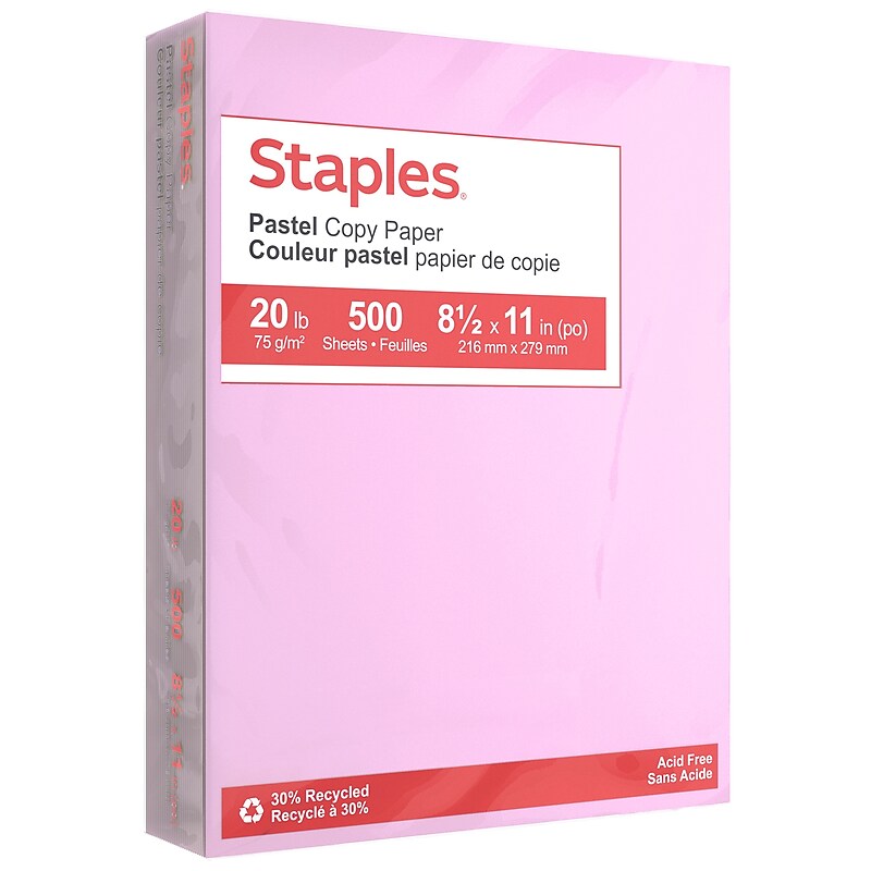 Staples Pastel 30% Recycled Color Copy Paper, 20 lbs., 8.5" x 11", Lilac, 500/Ream (14782) image 1