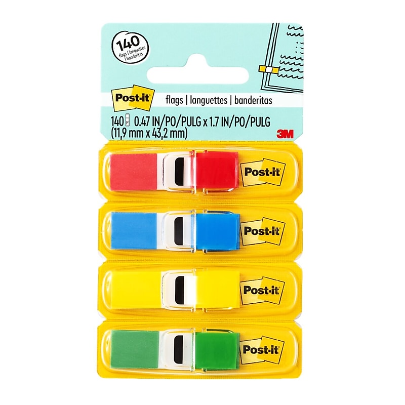 Post-it Flags, .47", Assorted Colors, 140 Flags/Pack (683-4) image 1