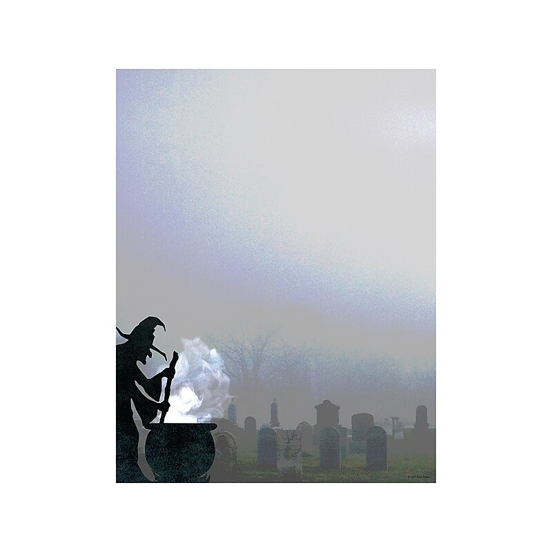 Great Papers Eerie Graveyard Witch Holiday Letterhead, Multicolor, 50/Pack (2023039) image 1