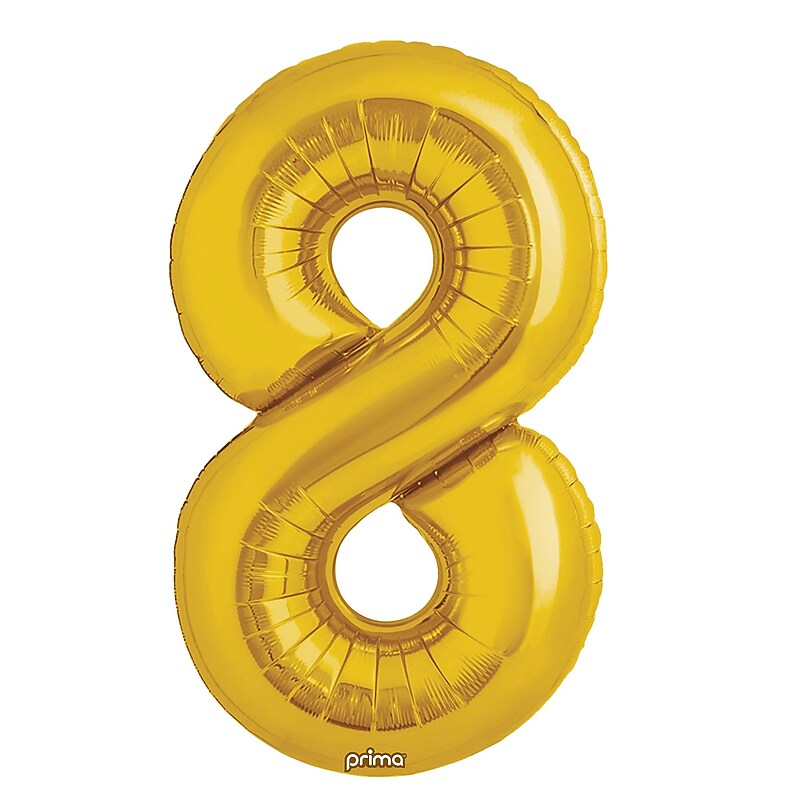 Party City (Air-Filled) 16" "#8" Foil Balloon, Gold, 2/Pack (AM60050210-19) image 1