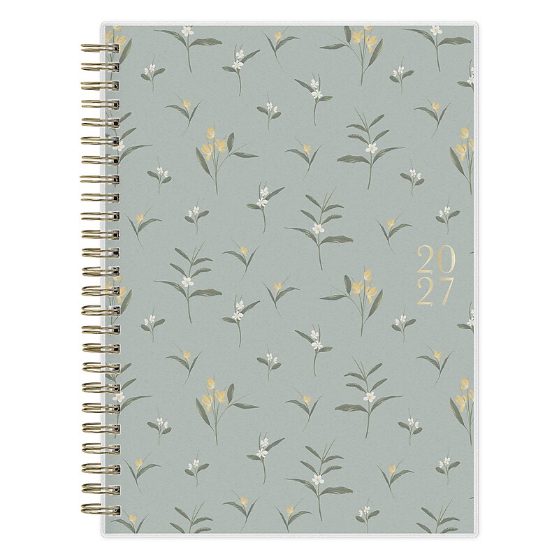 2027 Blue Sky Bespoke Letterpress Lake Flowers 5.875" x 8.625" Calendar Year Weekly & Monthly Standard Planner, Plastic Cover image 1
