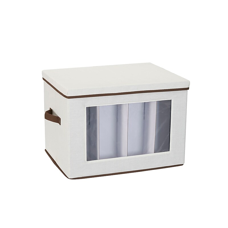 Household Essentials 57 Quart Dinnerware Storage Container, Fabric, Cream (541-1) image 1