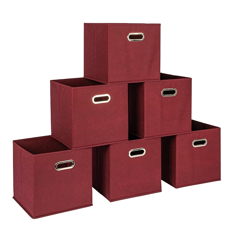 Household Essentials Storage Cubes 23.05 Quart Storage Container, Cardboard, Burgundy, 6/Pack (HE1247) image 1
