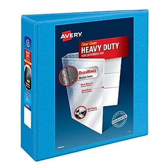 Avery Heavy Duty 3" 3-Ring View Binders, Slant Ring, Light Blue (5601)