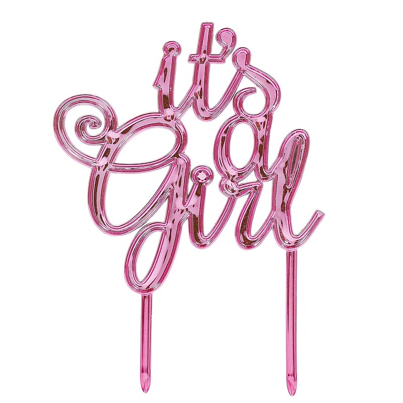 Party City It's a Girl Cake Topper, Pink (AM100028) image 1