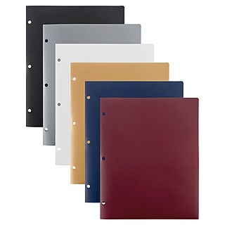 Staples 3-Hole Punched 2-Pocket Plastic Portfolio Folder, Purple