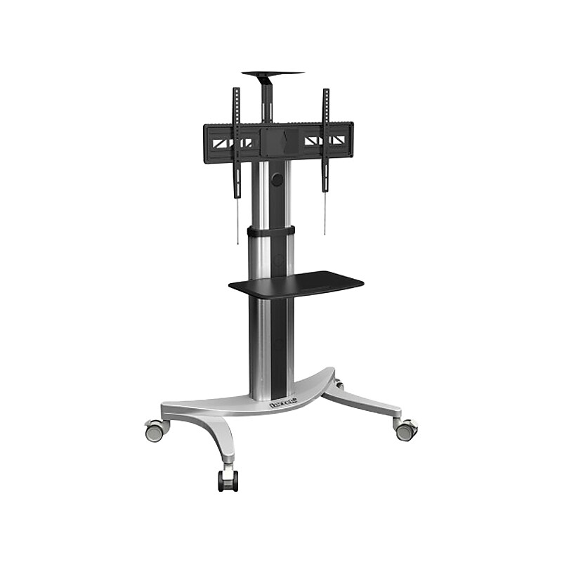 Loctek Aluminum Mobile Universal TV Cart with Lockable Casters, Silver/Black (P2) image 1
