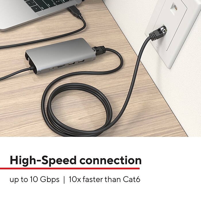 Staples TECH 10' Cat 7 Ethernet Cable, Male to Male, Black