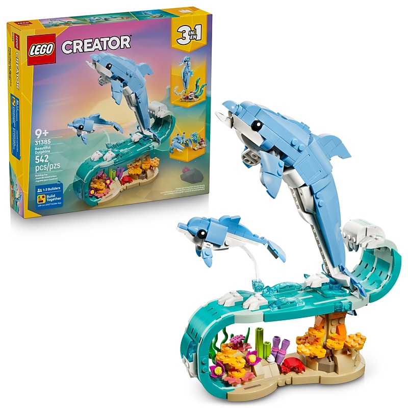 LEGO Creator 3 in 1 Sea Animals Beautiful Dolphins Building Set, 542 Pieces (31385) image 1