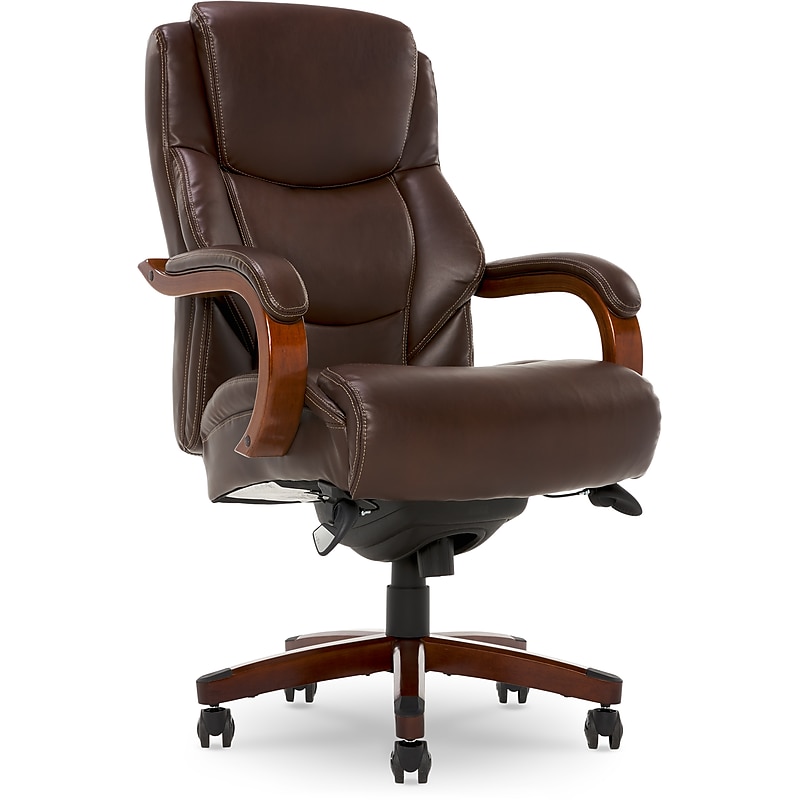La-Z-Boy Delano Ergonomic Leather Executive Big & Tall Chair, 400 lb. Capacity, Brown (45833OSS) image 1