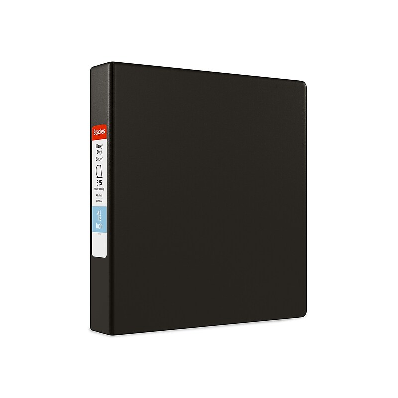 Staples Heavy Duty 1 1/2" 3-Ring Non-View Binder, D-Ring, Black (ST56238-CC) image 1