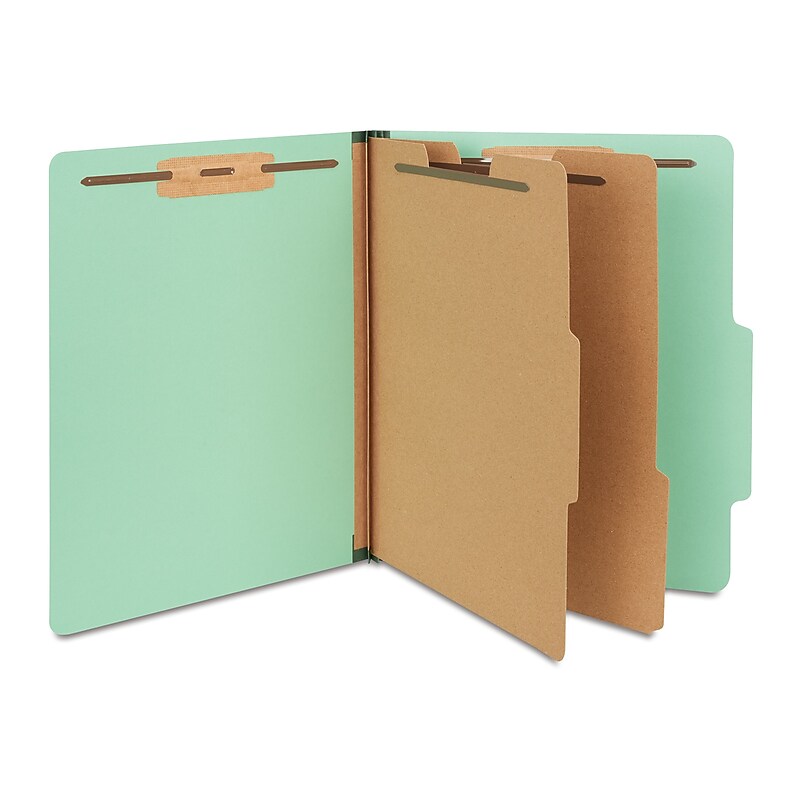 Staples 60% Recycled Pressboard Classification Folder, 2-Dividers, 2.5" Expansion, Letter Size, Light Green, 20/Box image 1