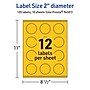 Avery Laser/Inkjet Round Multipurpose Labels, 2" Dia., Bright Yellow, 120/Pack (94501)~#|#~47251DB9-AEBE-4F9D-850B839EA1104658_sc7