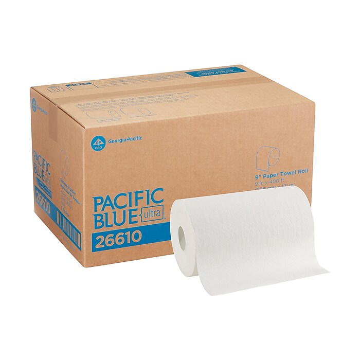 Pacific Blue Ultra Hardwound Paper Towels, 1-ply, 400 ft./Roll, 6