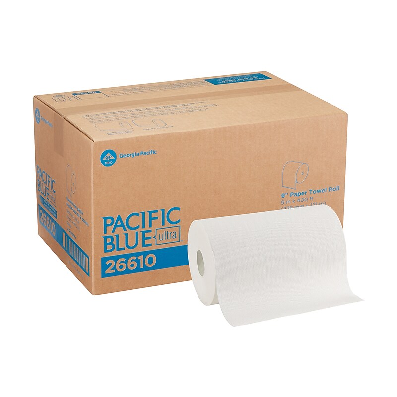 Pacific Blue Ultra Hardwound Paper Towels, 1-ply, 400 ft./Roll, 6 Rolls/Carton (26610) image 1