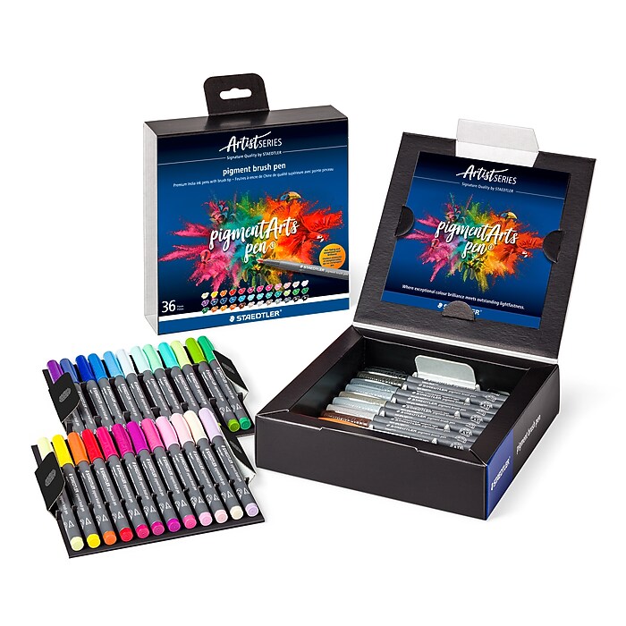 STAEDTLER pigment arts pen 36色セット STAEDTLER Pigment Arts Multi Ink Brush Pens, Permanent, Multi