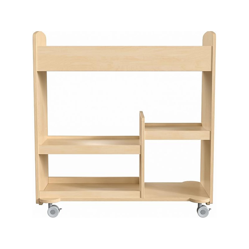Flash Furniture Bright Beginnings Mobile 18-Section Storage Cart, 31.75"H x 33.25"W x 15.75"D, Natural Birch Plywood image 1